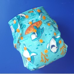 Diaper Cover - NB - Shark